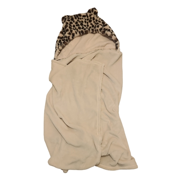 Fluffy Blanket Hoodie Leopard Print One Size - Picture 4 of 5